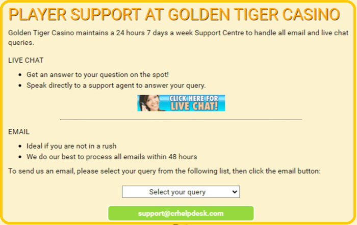 Golden Tiger Casino: Exceptional Player Support at Your Service! 💬